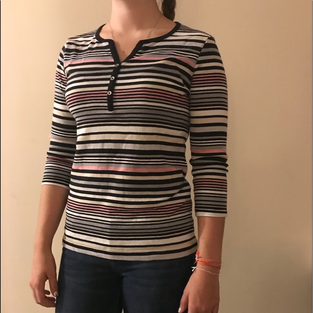 Striped Mid-sleeve Shirt